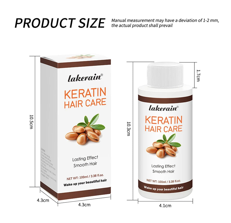 Keratin Hair Care Brazilian Straight Hair Long-Lasting Results Treatment Shiny Hair Keratin Repair 100Ml Anti-Frizz Straighter