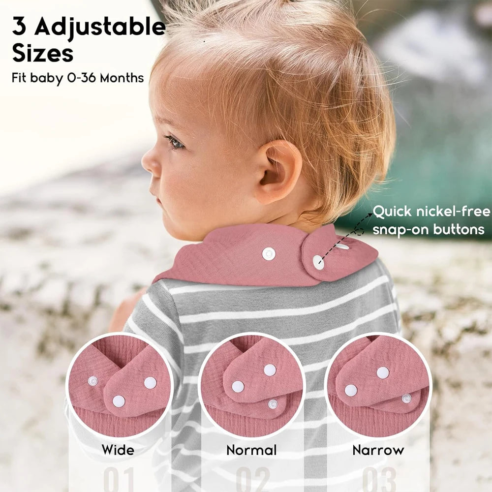 1PC Muslin Baby Bibs Organic Cotton 6-Layer Soft Absorbent Drool Bandana Baby Bibs for Drooling and Teething for Boys and Girls
