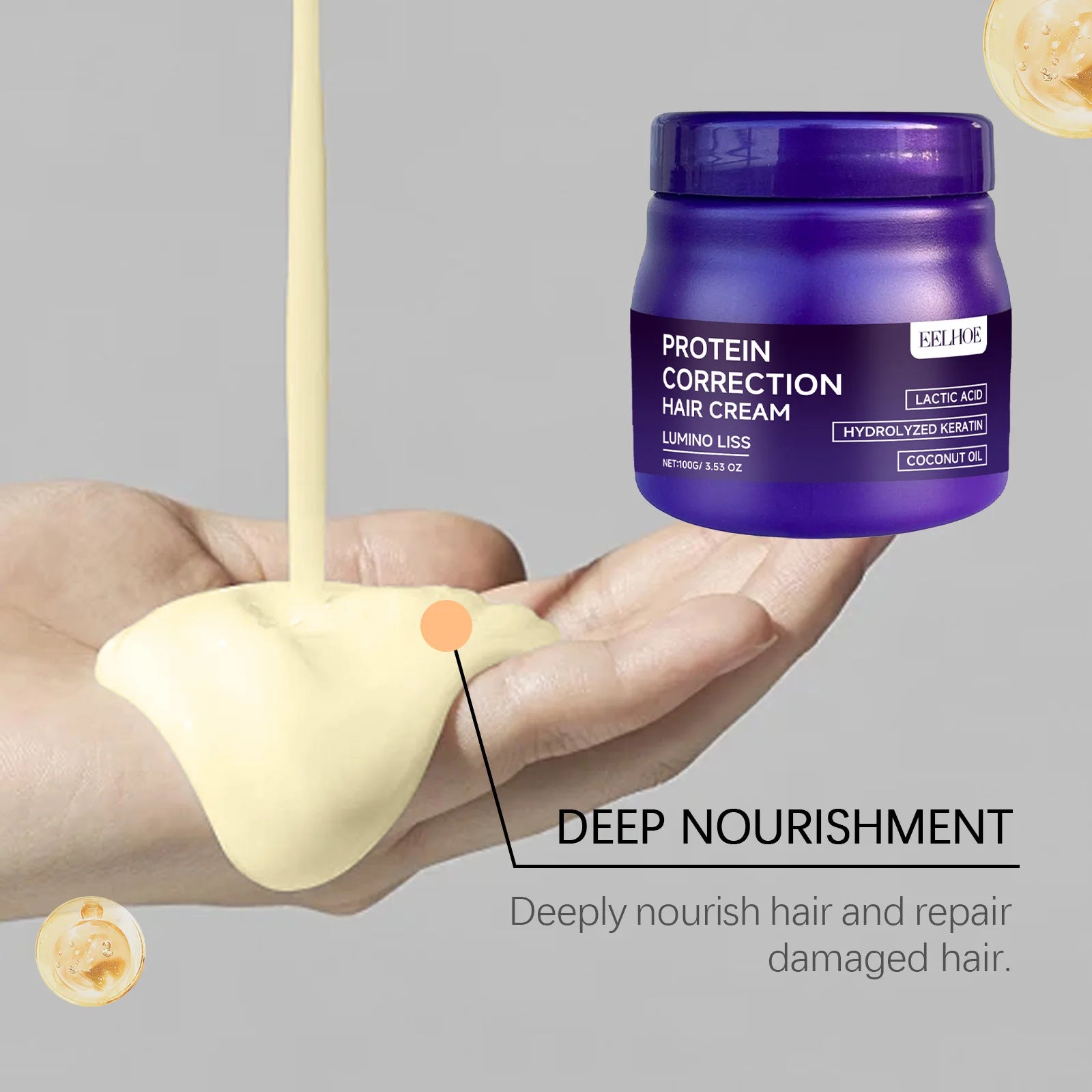 Keratin Protein Straightening Hair Mask Deep Repair for Dry Damaged Frizzy Hair Restore Softness Gloss Nourishing Hair Treatment