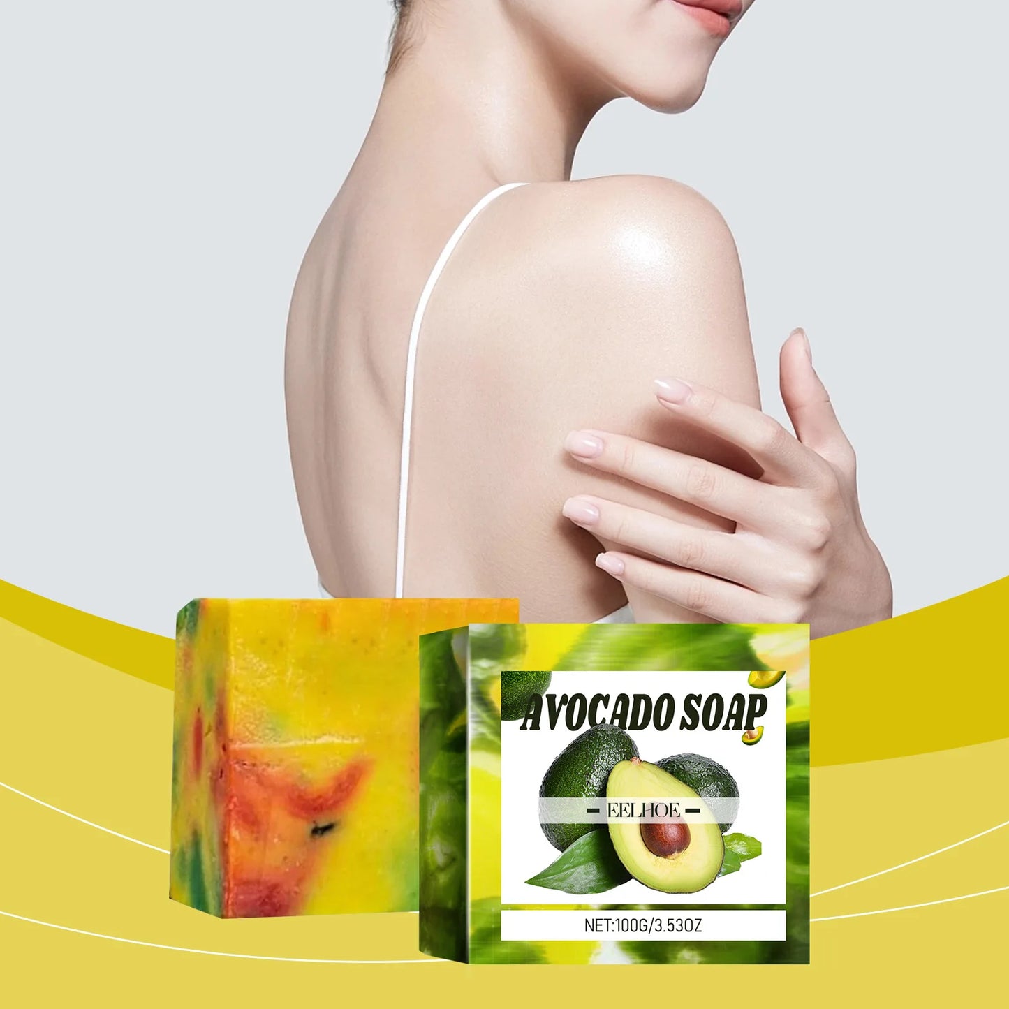 EELHOE Elastic Skin Lightening Soap Avocado Oil Control Rich Foam Professional Skin Cleansing Smooth Brightening Body Soap 100g