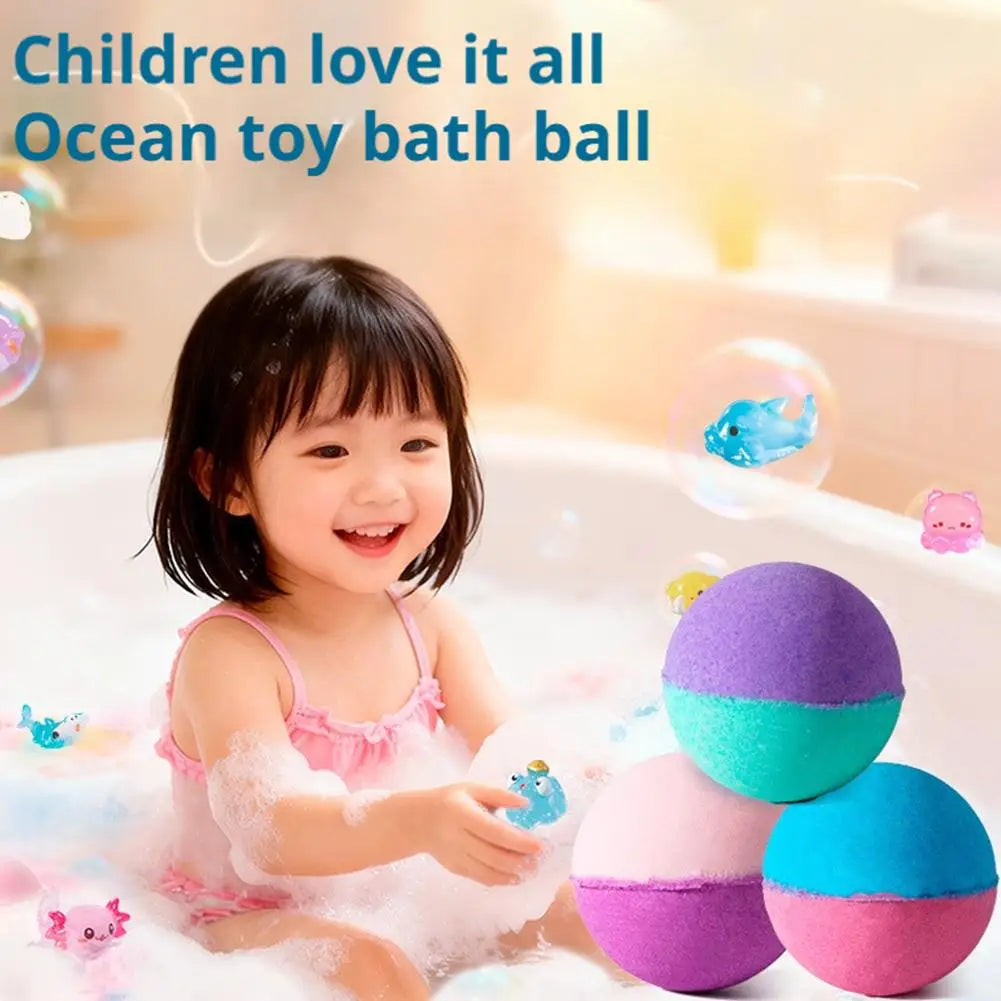 Bath Bombs with Hidden Toys Colorful Bubble Bath Salt Balls for Kids Surprise Birthday Gift Fun & Relaxing Bath Time