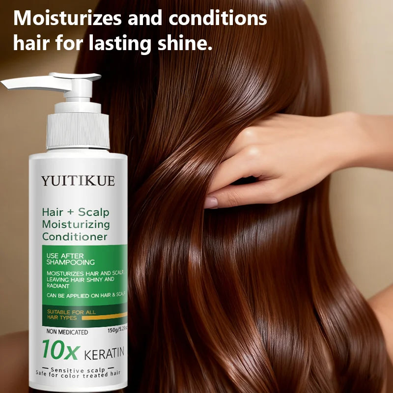 YUITIKUE 10x Keratin Conditioner | Sensitive Scalp Friendly, Repairs Dry Damaged Hair, Shiny Finish 150g