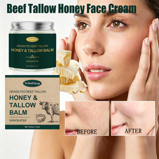 Grass Fed Beef Tallow Honey Face Cream Deep Hydrating Firming Moisturizer Nourishing Face Cream Long-lasting Moisture Lock Soften Skin Facial Hydrating Cream