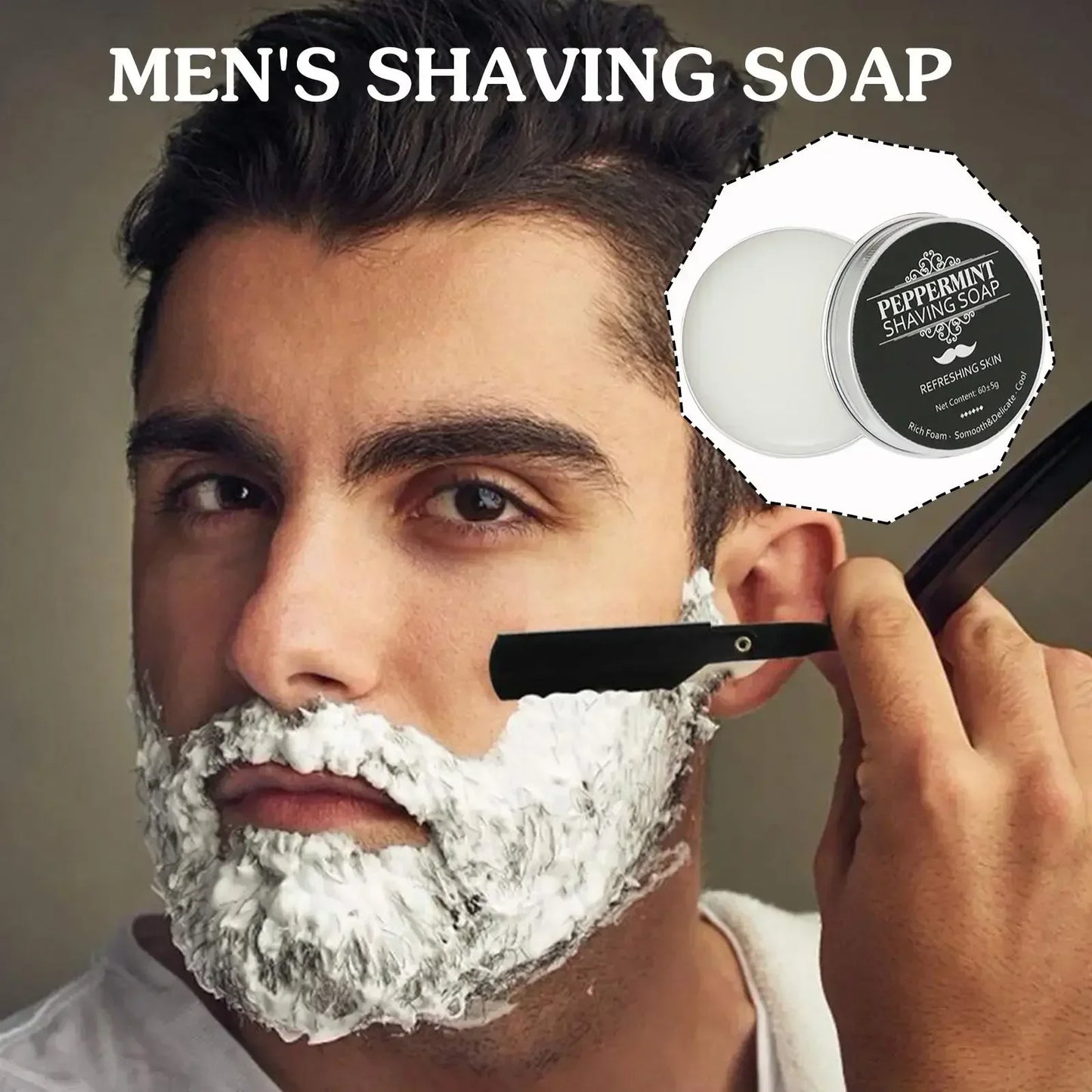Handmade Smooth Texture Ear Shaving Soap Bar - Organic Foam Shaving Cream for Men Face Freshness And Cleanliness Maintainer