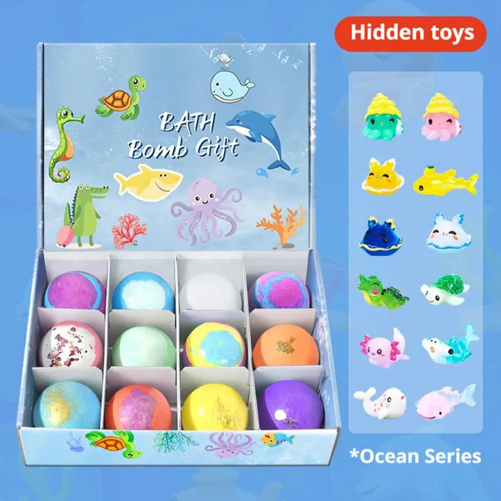 Bath Bombs with Hidden Toys Colorful Bubble Bath Salt Balls for Kids Surprise Birthday Gift Fun & Relaxing Bath Time