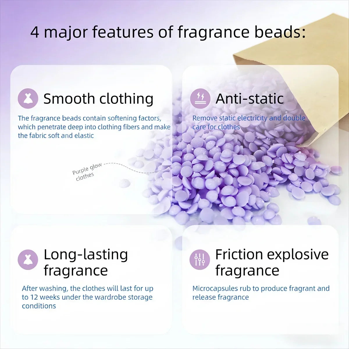 Laundry Scent Booster Beads, Lavender flavor Net Weight 800g per bottle, with measuring scoop.  Fragrance Enhancer