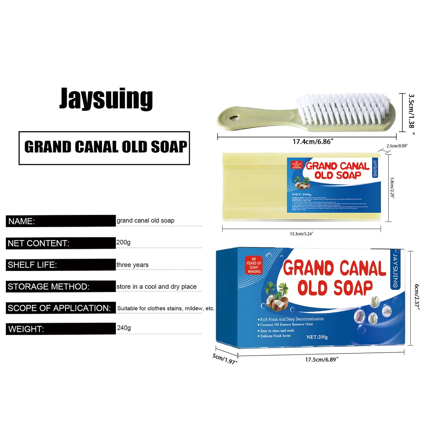 Laundry Cleaning Soap Grand Canal Soap Stains Odors Remover Underwear Cleaner Bleach Clothing Soap Household Washing Detergent