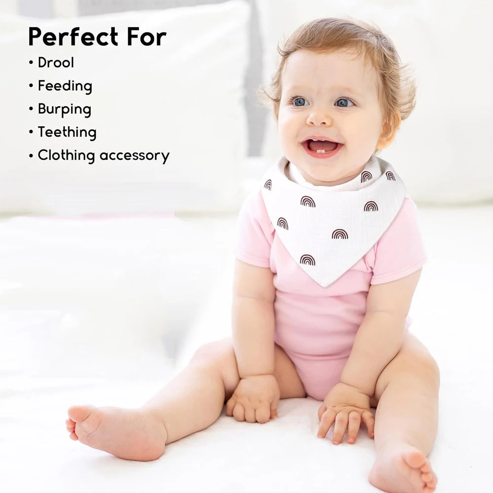 1PC Muslin Baby Bibs Organic Cotton 6-Layer Soft Absorbent Drool Bandana Baby Bibs for Drooling and Teething for Boys and Girls