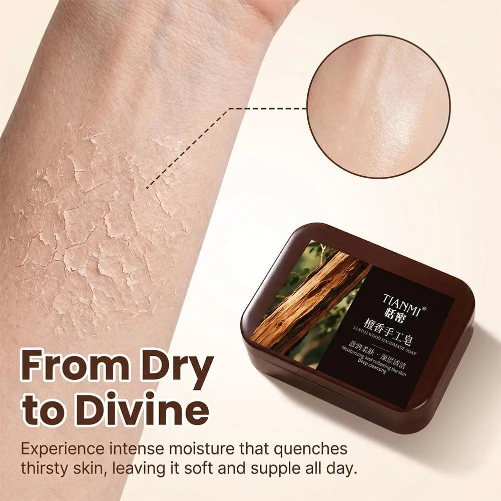 1/3/5pcs Men's Sandalwood Handmade Soap, three-in-one, Moisturizing Cleansing Soap cleanses face, hair, bathes the whole body