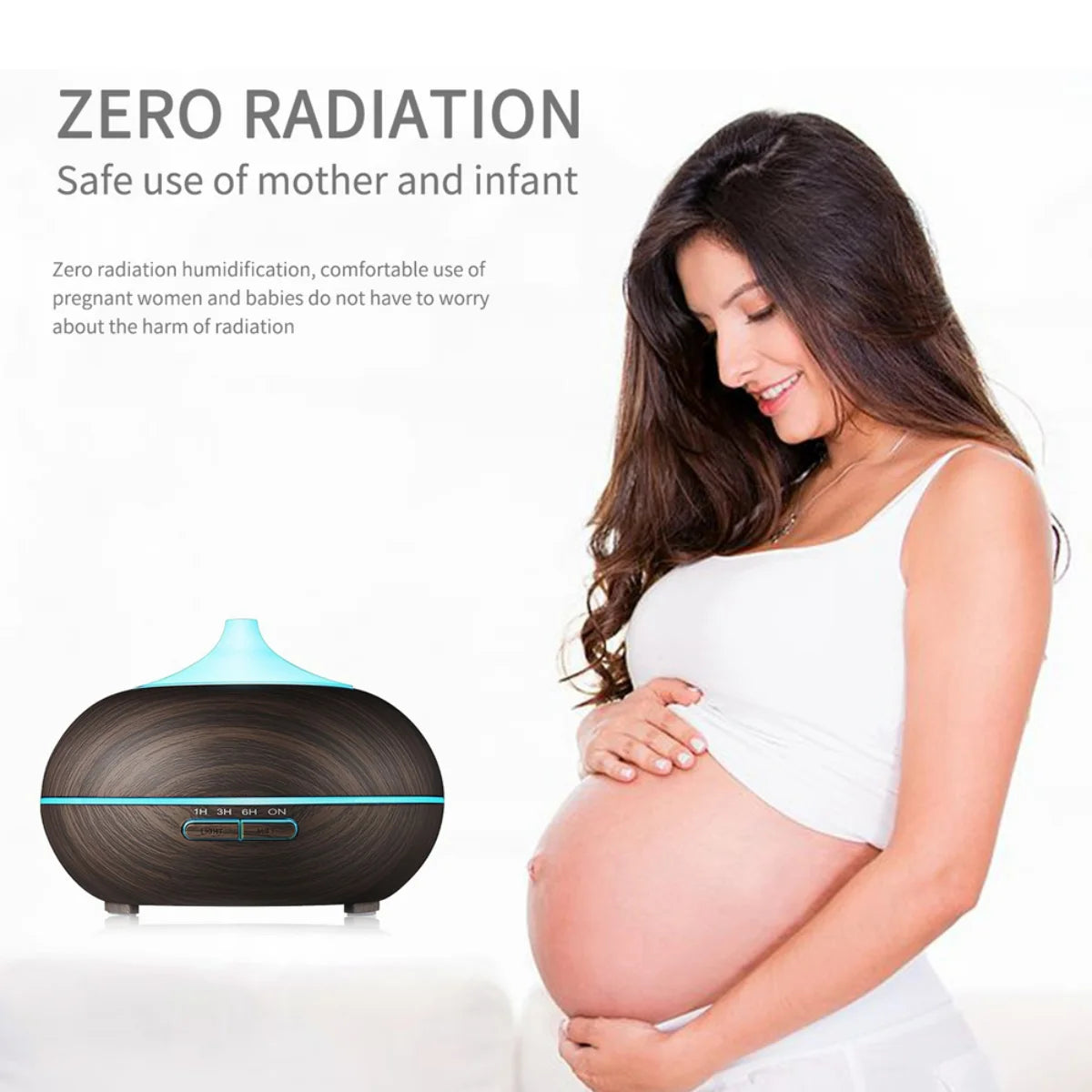 550ml Wood Grain Aroma Diffuser & Cool Mist Humidifier with Remote Control, Timer, US Plug