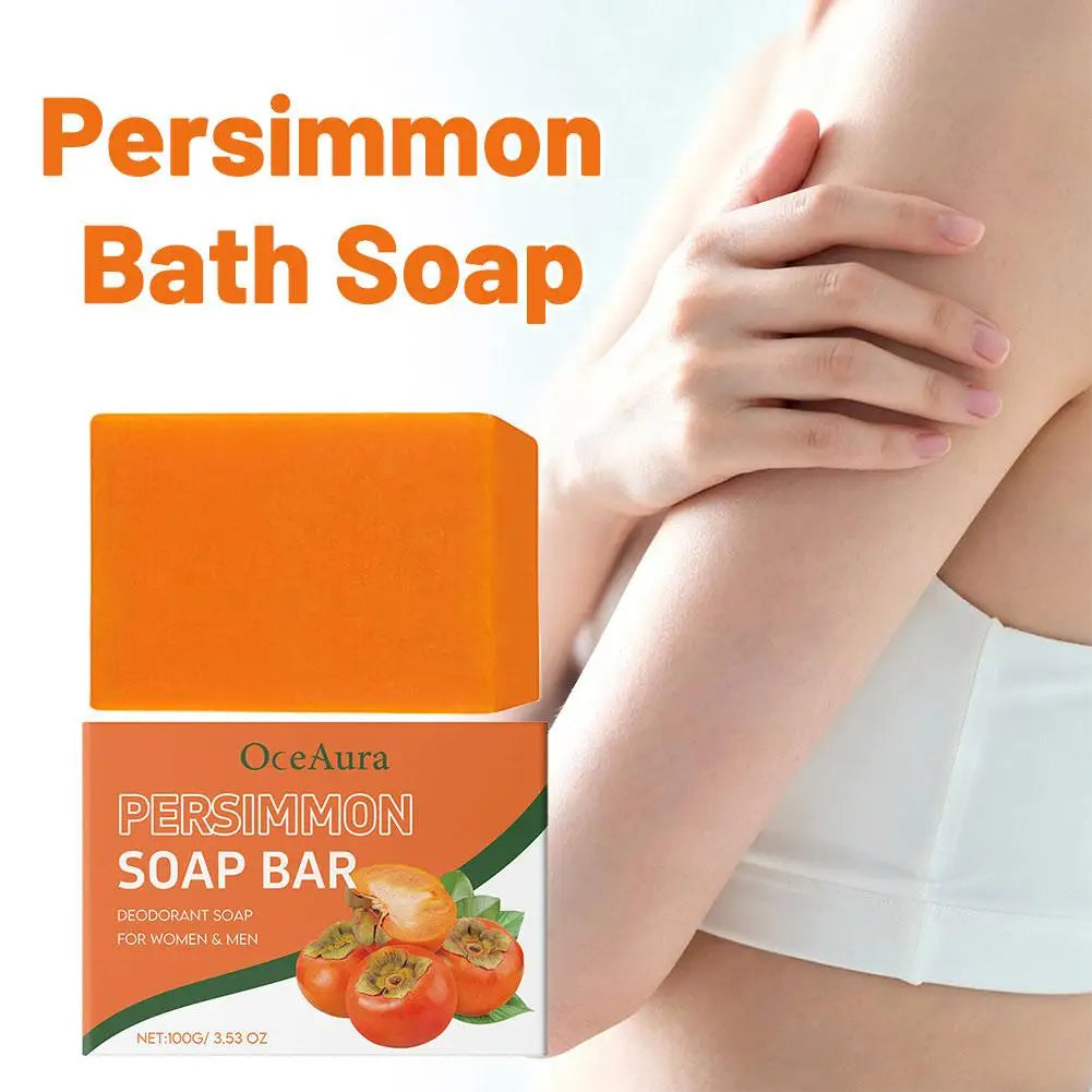 100g Gentle Body Soap Bar for Long-Lasting Freshness Daily Cleansing Natural Persimmon Soap for Effective Odor Control Skin Care