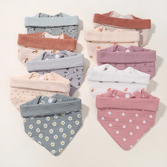 1PC Muslin Baby Bibs Organic Cotton 6-Layer Soft Absorbent Drool Bandana Baby Bibs for Drooling and Teething for Boys and Girls