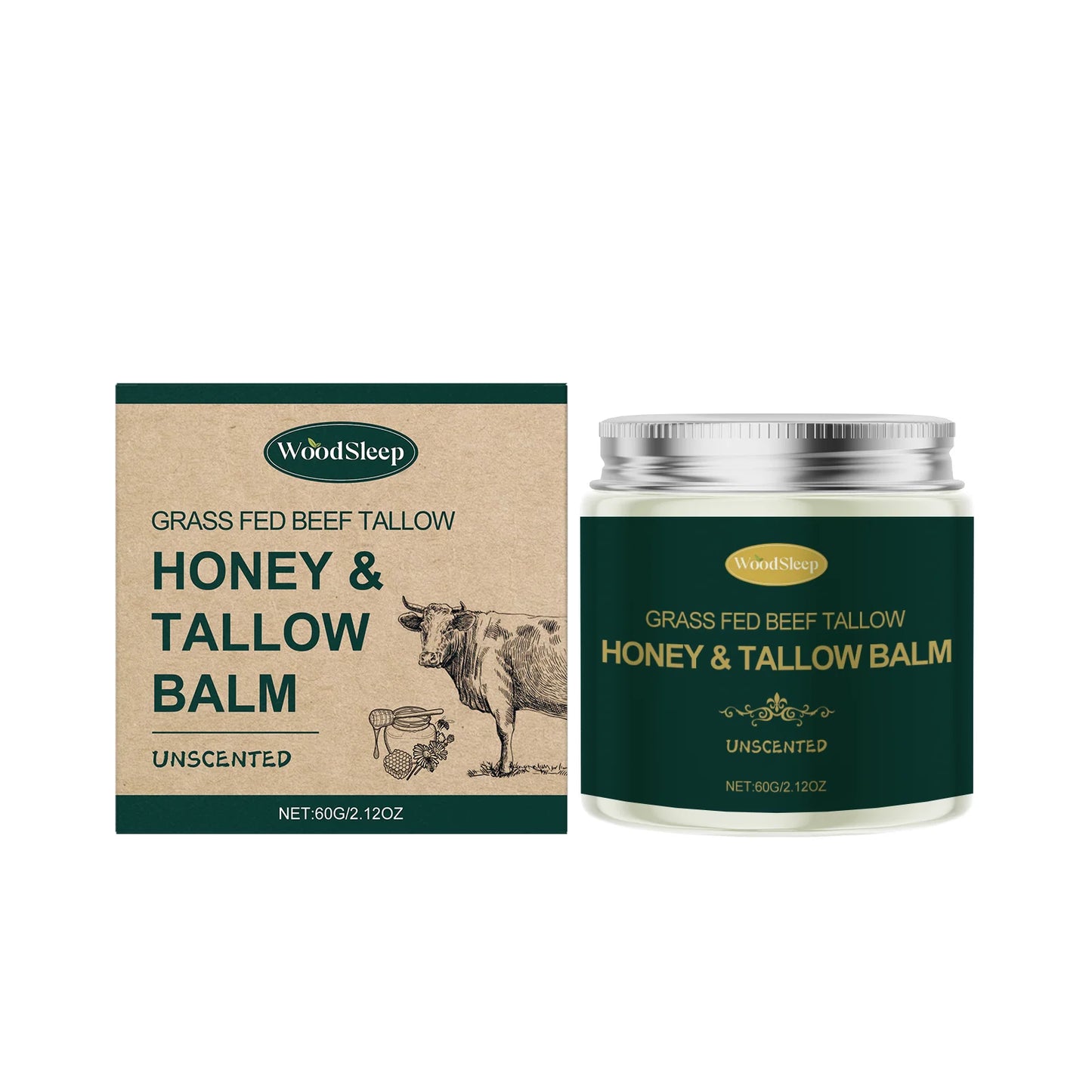 Grass Fed Beef Tallow Honey Face Cream Deep Hydrating Firming Moisturizer Nourishing Face Cream Long-lasting Moisture Lock Soften Skin Facial Hydrating Cream