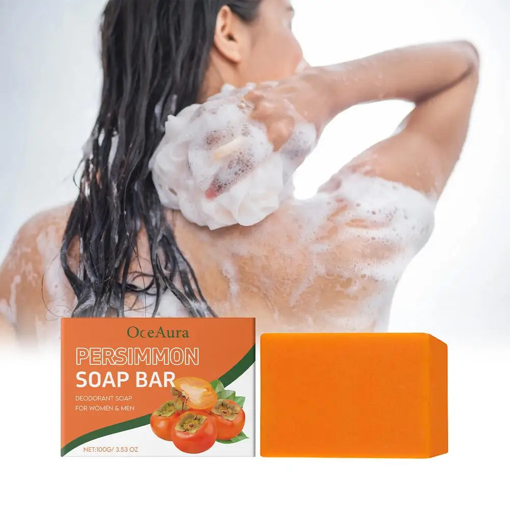 100g Gentle Body Soap Bar for Long-Lasting Freshness Daily Cleansing Natural Persimmon Soap for Effective Odor Control Skin Care