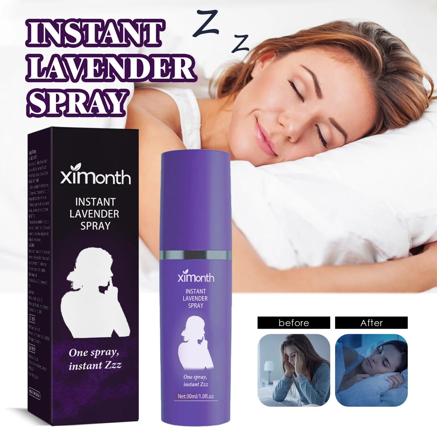 Lavender Sleep Spray Relieves Fatigue, Protects Sleep, Relaxes Body and Mind, and Falls Asleep Spray