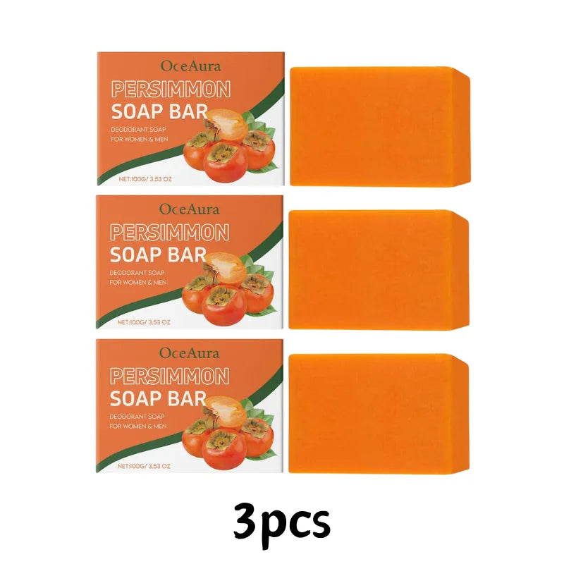 100g Gentle Body Soap Bar for Long-Lasting Freshness Daily Cleansing Natural Persimmon Soap for Effective Odor Control Skin Care