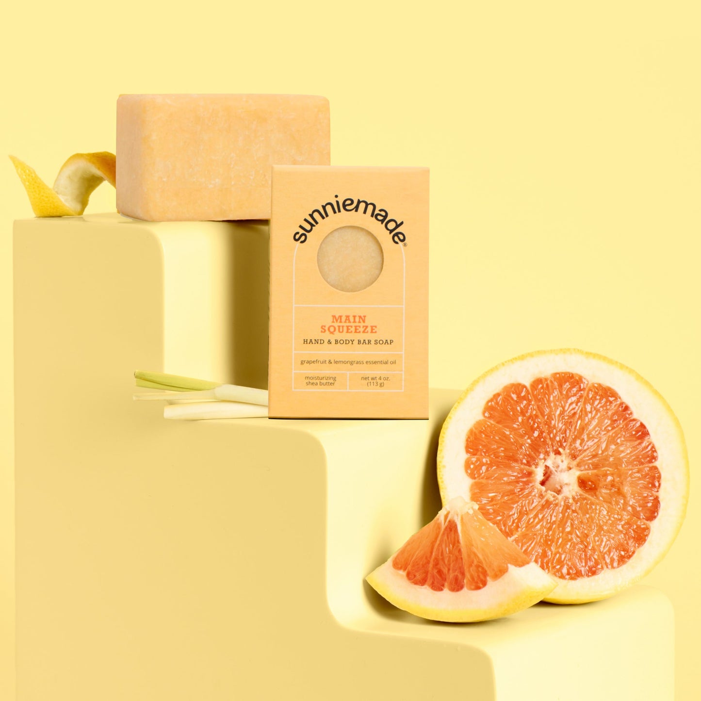 Moisturizing Pink Grapefruit + Lemongrass Soap Bar