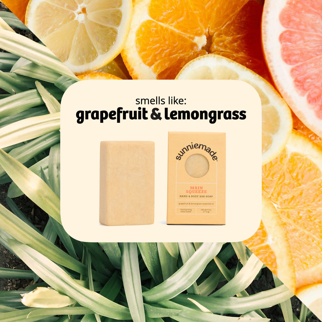 Moisturizing Pink Grapefruit + Lemongrass Soap Bar