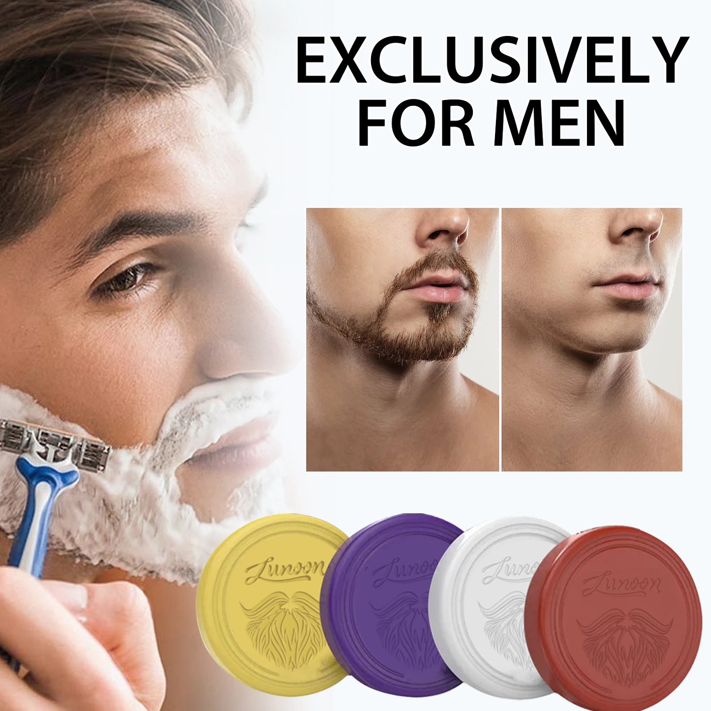 Sandalwood Men’s Shaving Soap Set 4pcs - Rich Foaming, Gentle Deep Clean, Softening & Refreshing Handmade Beard Care Soap 80g*4.