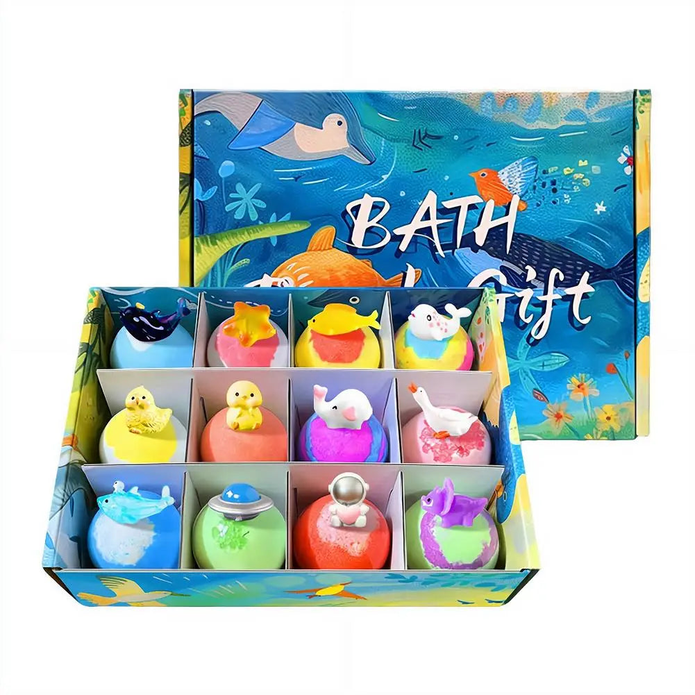 Bath Bombs with Hidden Toys Colorful Bubble Bath Salt Balls for Kids Surprise Birthday Gift Fun & Relaxing Bath Time