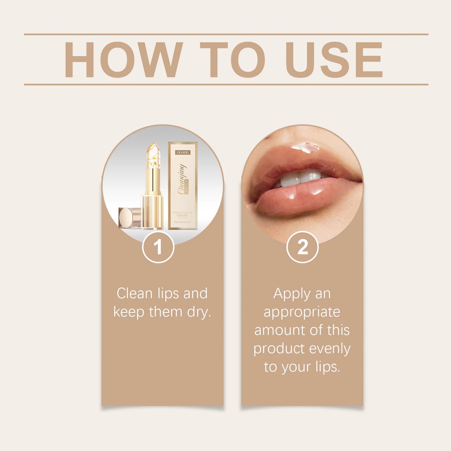 24K Gold Foil Vitamin E Lip Balm Crystal Jelly Lipstick,Moisturizing Lip Care for Dry Lips,Long-Lasting Hydrating Tint
