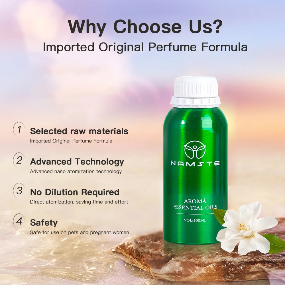 NAMSTE 500ml Aromatic Essential Oils Pure Natural for Diffuser humidifier Aromatherapy Jasmine Lavender Aroma Oil Perfume Spray