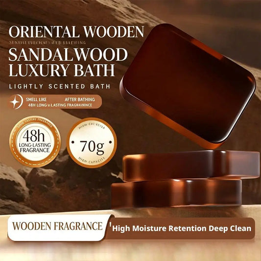 1/3/5pcs Men's Sandalwood Handmade Soap, three-in-one, Moisturizing Cleansing Soap cleanses face, hair, bathes the whole body