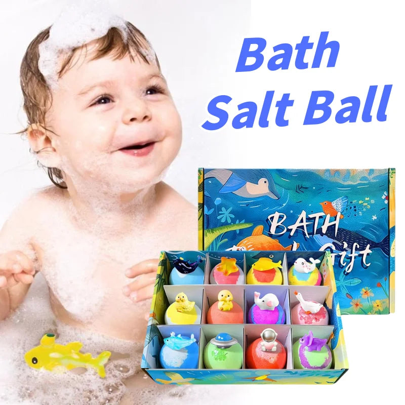 Bath Bombs with Hidden Toys Colorful Bubble Bath Salt Balls for Kids Surprise Birthday Gift Fun & Relaxing Bath Time