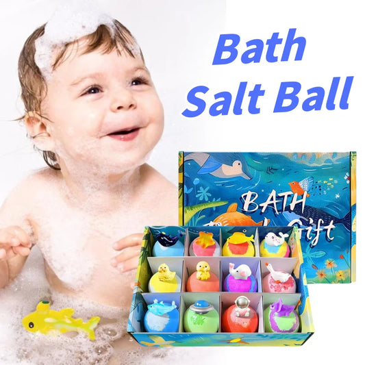 Bath Bombs with Hidden Toys Colorful Bubble Bath Salt Balls for Kids Surprise Birthday Gift Fun & Relaxing Bath Time