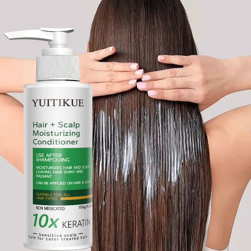 YUITIKUE 10x Keratin Conditioner | Sensitive Scalp Friendly, Repairs Dry Damaged Hair, Shiny Finish 150g