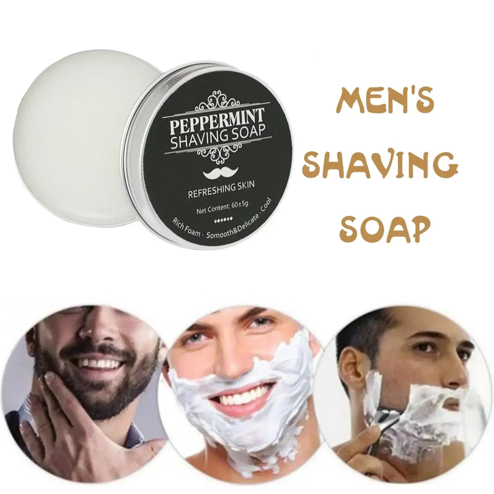 Handmade Smooth Texture Ear Shaving Soap Bar - Organic Foam Shaving Cream for Men Face Freshness And Cleanliness Maintainer
