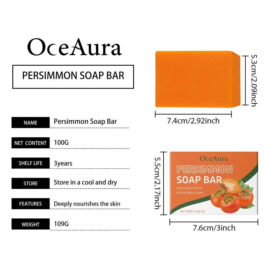 100g Gentle Body Soap Bar for Long-Lasting Freshness Daily Cleansing Natural Persimmon Soap for Effective Odor Control Skin Care