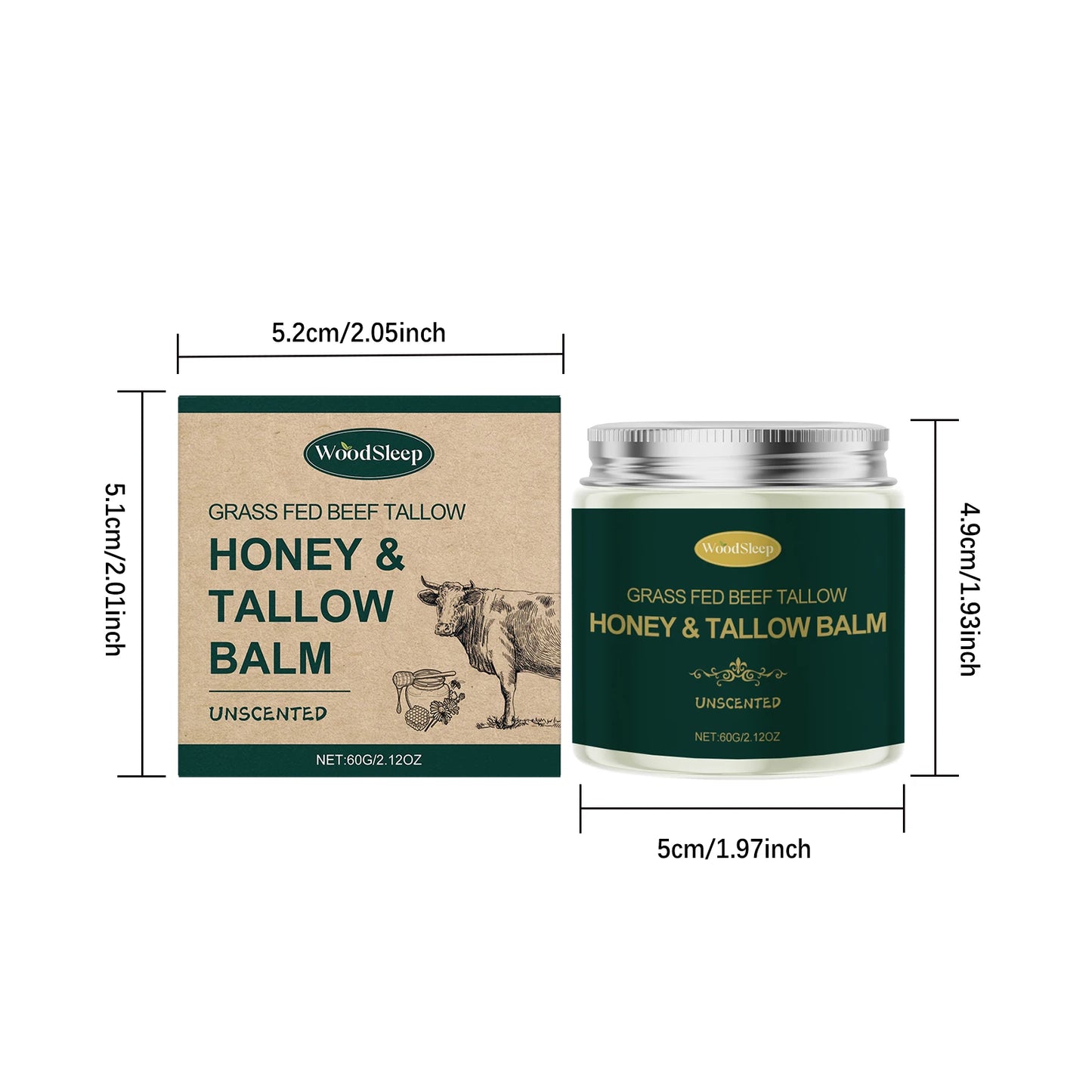 Grass Fed Beef Tallow Honey Face Cream Deep Hydrating Firming Moisturizer Nourishing Face Cream Long-lasting Moisture Lock Soften Skin Facial Hydrating Cream