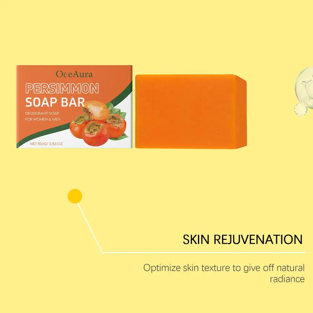 100g Gentle Body Soap Bar for Long-Lasting Freshness Daily Cleansing Natural Persimmon Soap for Effective Odor Control Skin Care