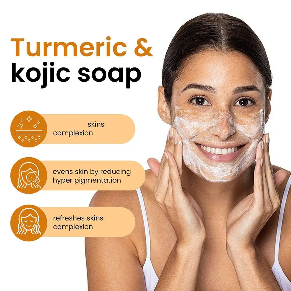 Natural Turmeric & Lemon Brightening Skin Soap Face Deep Cleansing Pore & Mite Removal Soap Exfoliate Oil Control Skin Care Soap