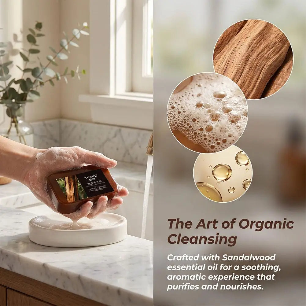 1/3/5pcs Men's Sandalwood Handmade Soap, three-in-one, Moisturizing Cleansing Soap cleanses face, hair, bathes the whole body