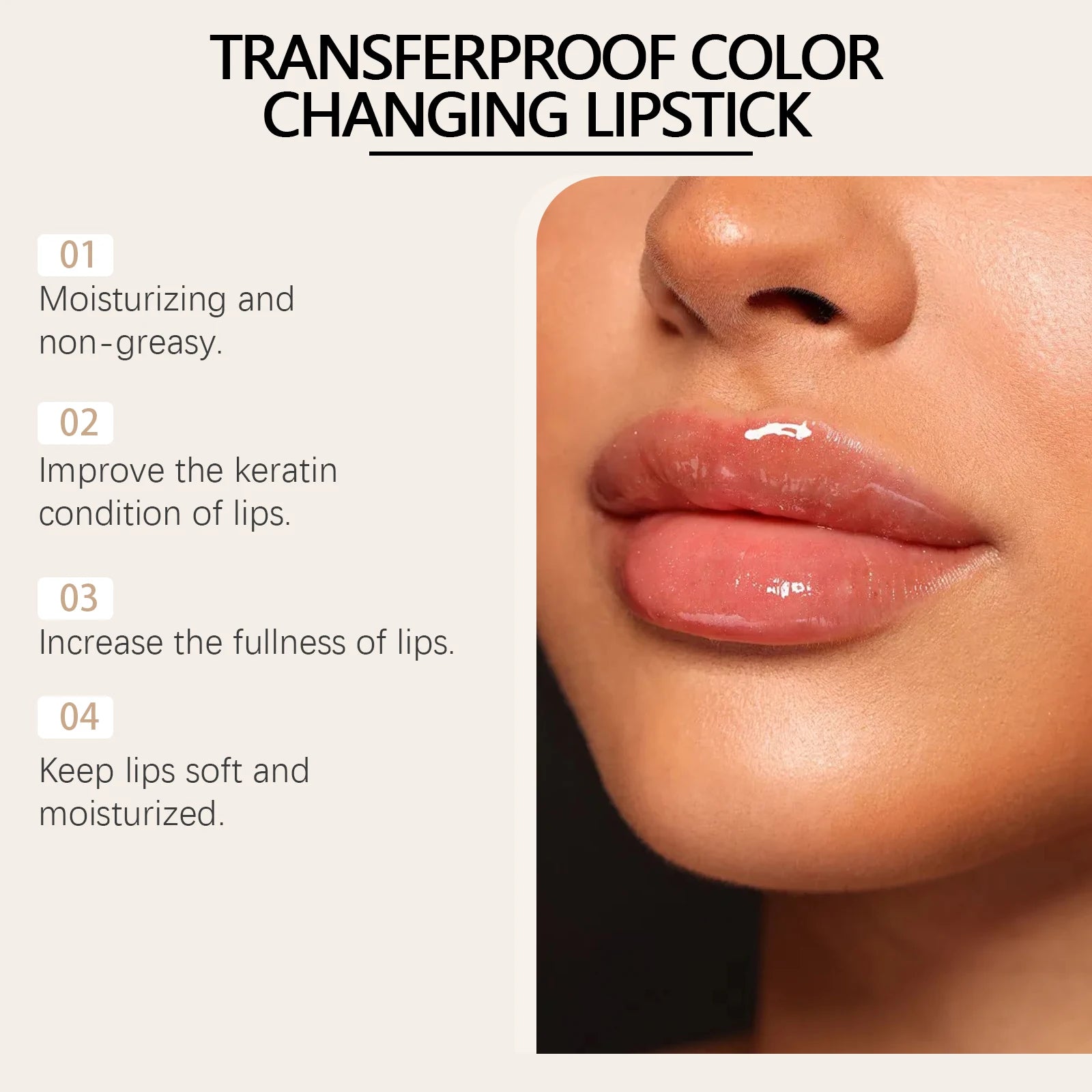 24K Gold Foil Vitamin E Lip Balm Crystal Jelly Lipstick,Moisturizing Lip Care for Dry Lips,Long-Lasting Hydrating Tint
