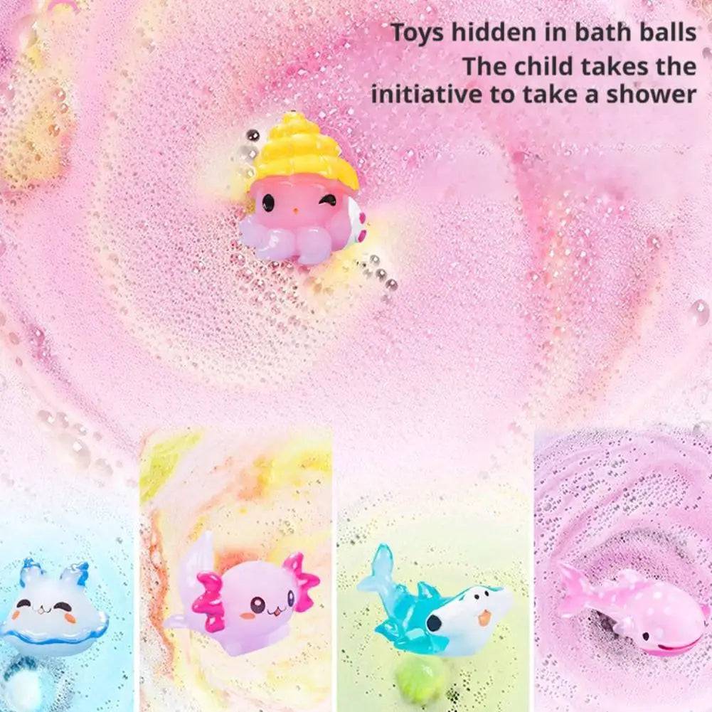 Bath Bombs with Hidden Toys Colorful Bubble Bath Salt Balls for Kids Surprise Birthday Gift Fun & Relaxing Bath Time