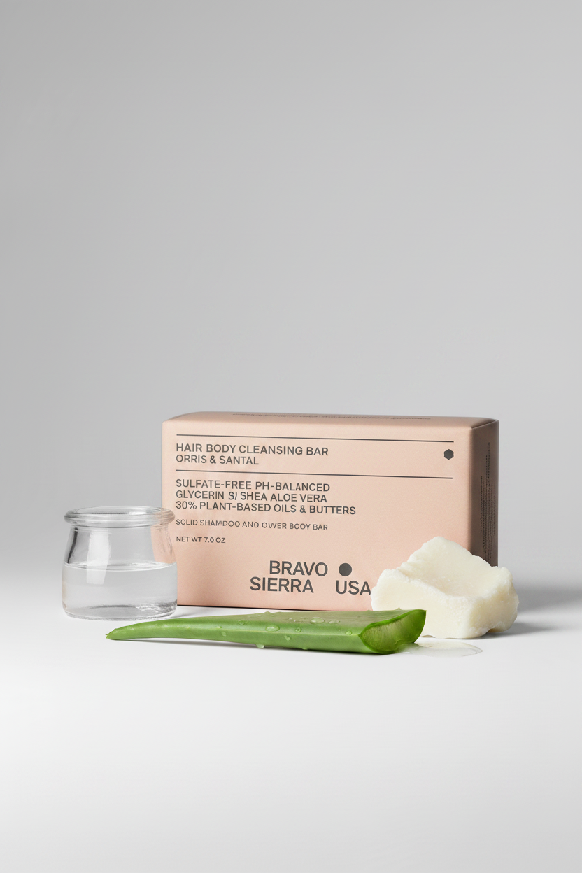 Organic Hair + Body Cleansing Soap Bar for Men Bravo Sierra