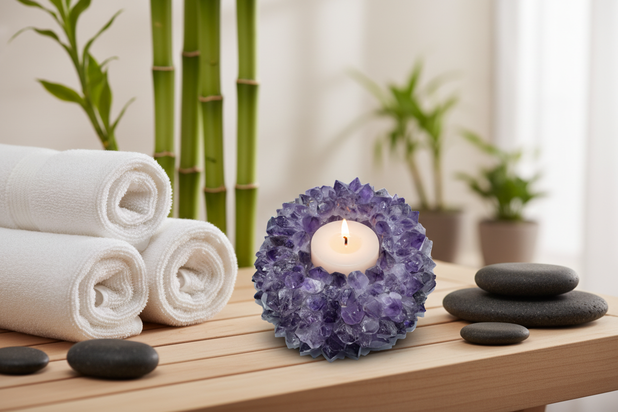 Handcrafted Crystal Quartz Candle Holder