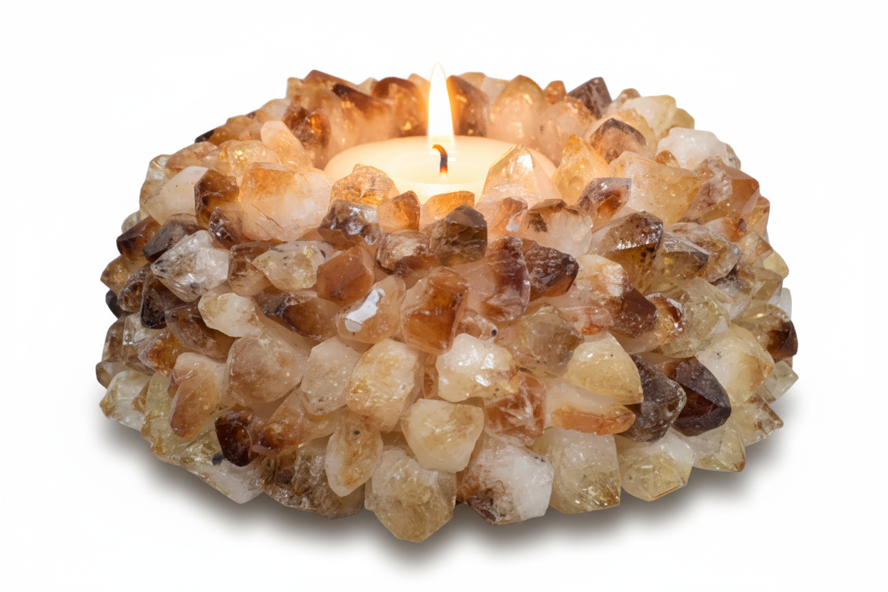 Handcrafted Crystal Quartz Candle Holder