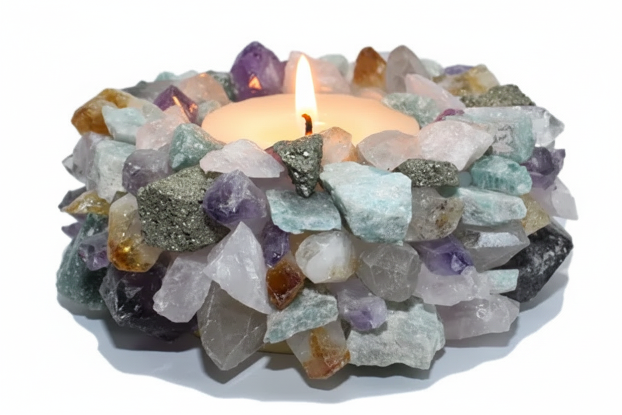 Handcrafted Crystal Quartz Candle Holder