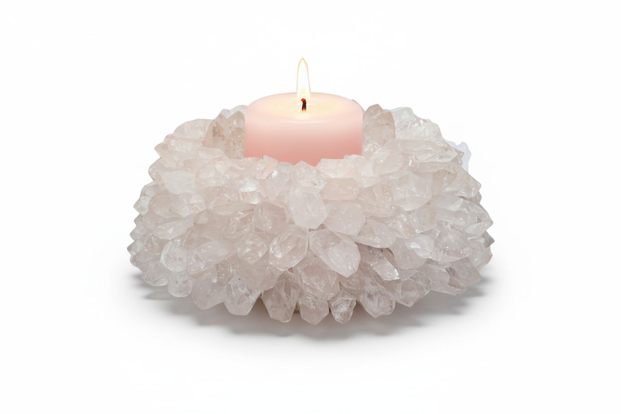 Handcrafted Crystal Quartz Candle Holder