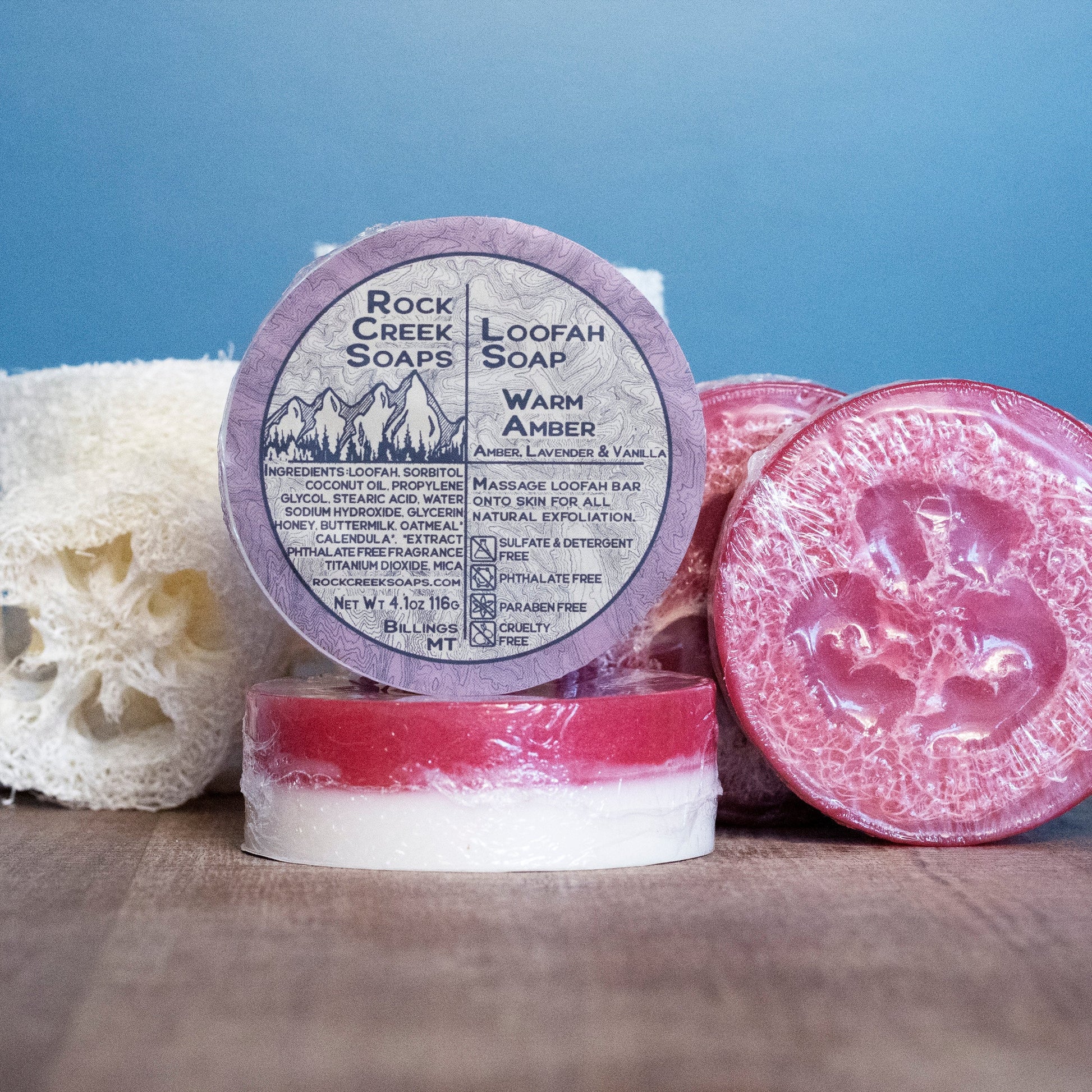 Rock Creek Black Amber + Lavender + Vanilla Loofah Soap | Warm Amber Rock Creek Soaps