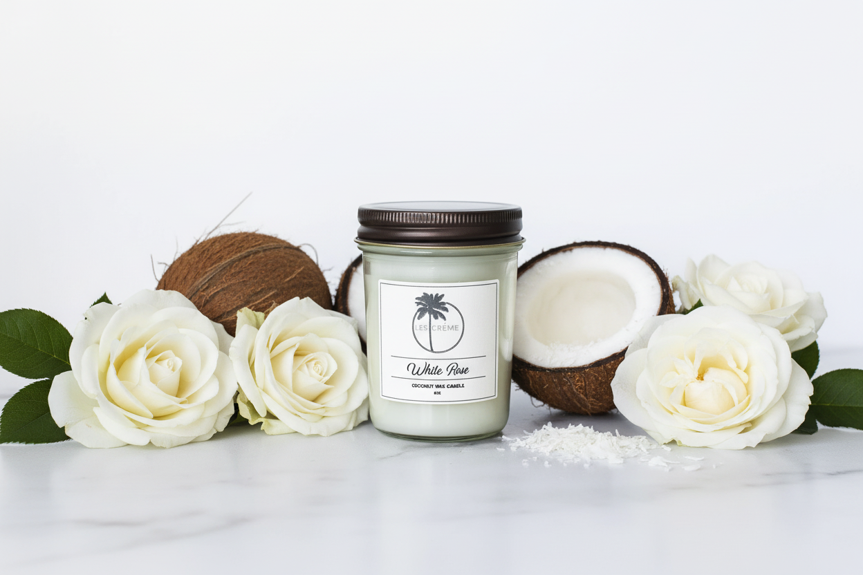 White Rose Scent Coconut Wax Candle