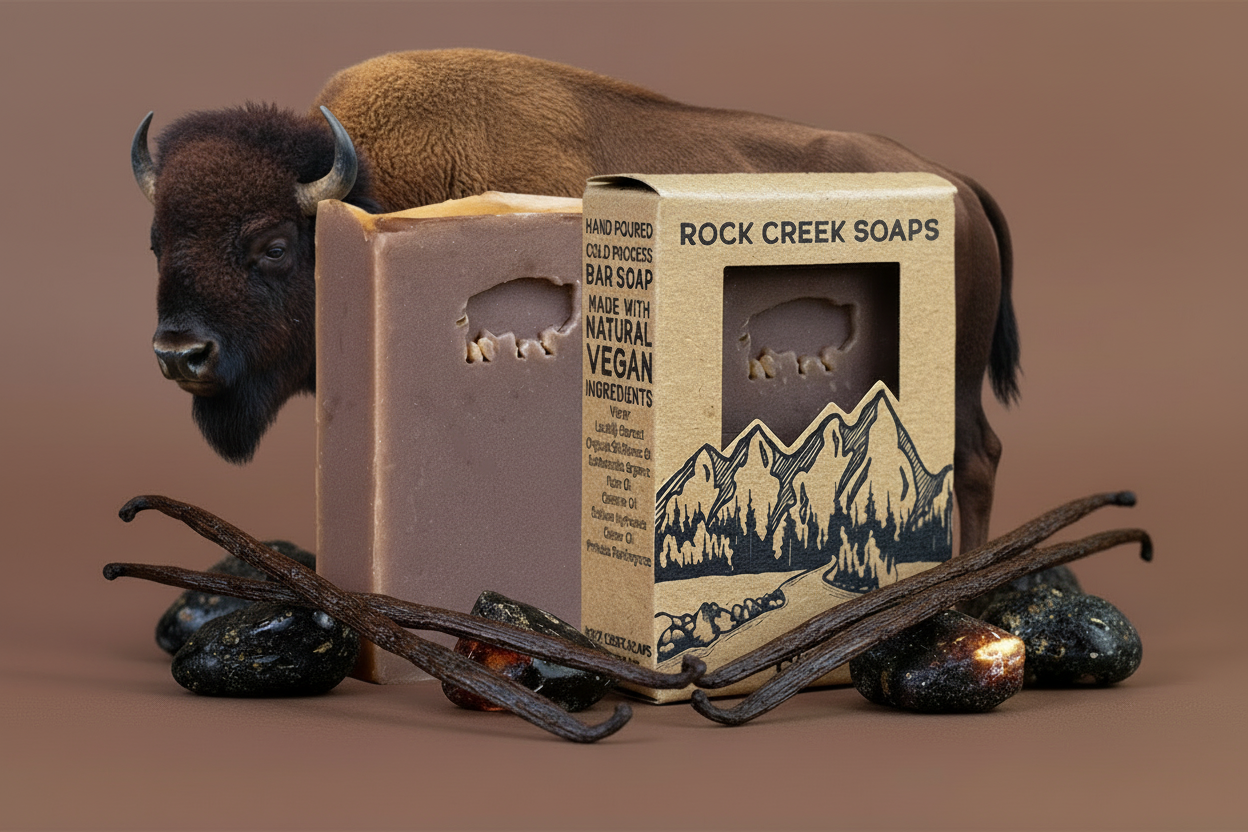 Rock Creek Black Amber + Lavender Musk Soap Bar | Bison Rock Creek Soaps