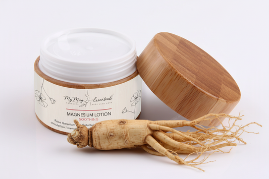 Australian Magnesium Lotion for Pain Management | Rose Geranium + Gotu Kola + Ginseng Extract | 100ml