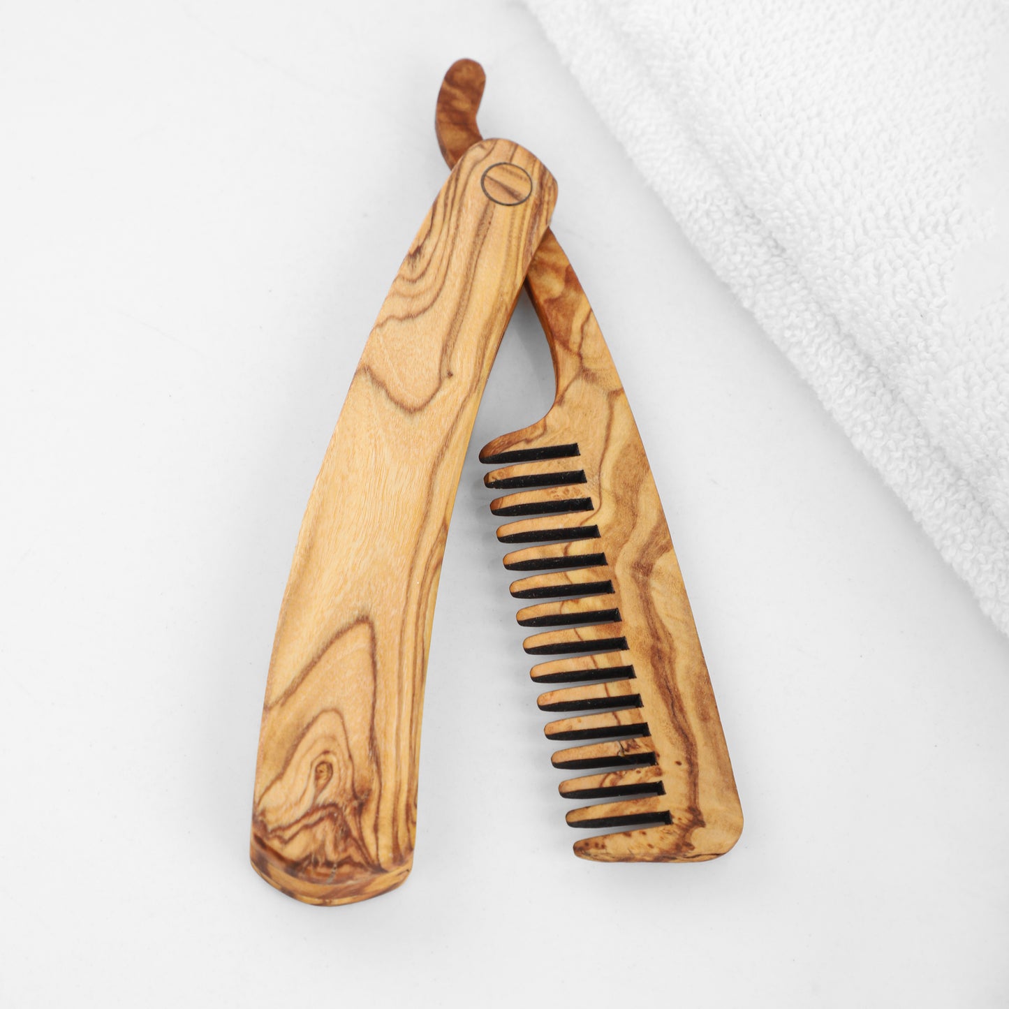 Handmade Folding Olive Wood Beard Comb - Leisure Life USA