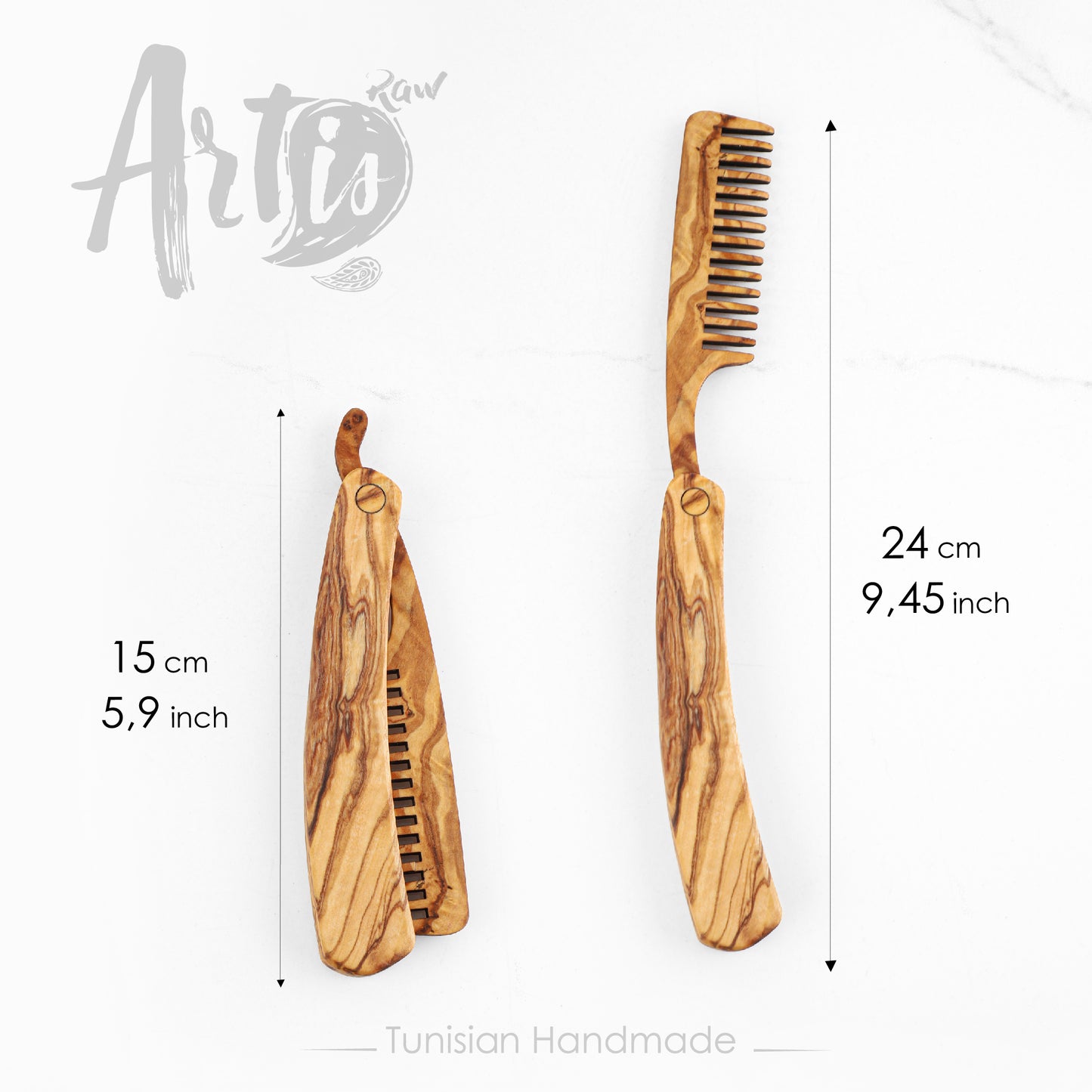 Handmade Folding Olive Wood Beard Comb - Leisure Life USA