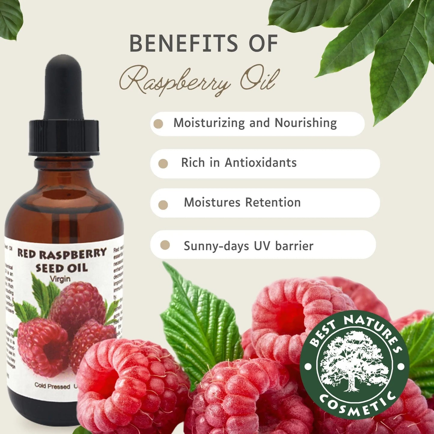 Red Raspberry Seed Oil (Organic, cold pressed, unrefined) - Leisure Life USA